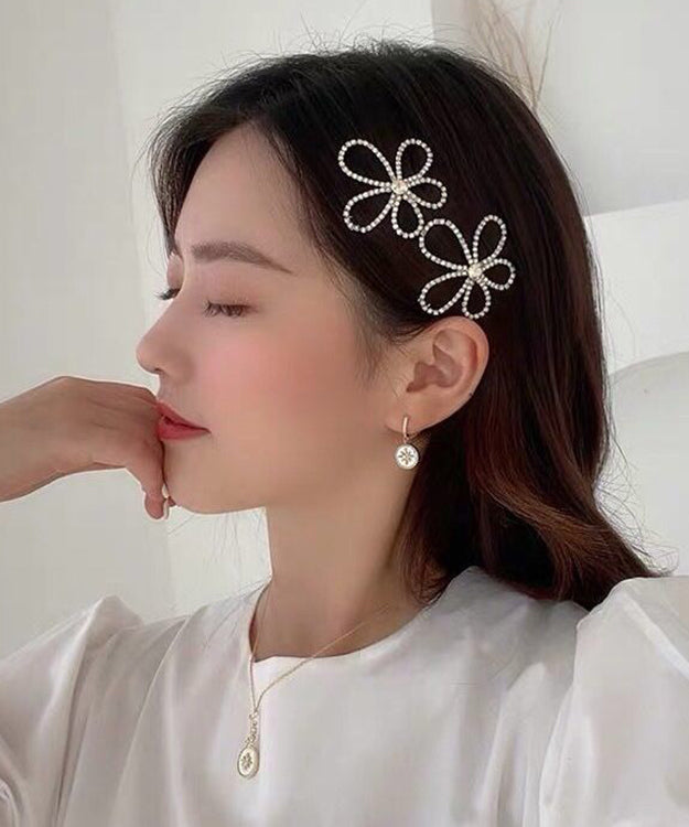 Fashion Gold Crystal Zircon Floral Hairpin