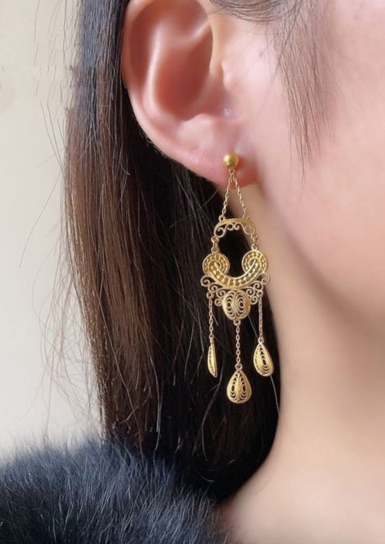 Fashion Gold Overgild Tassel Drop Earrings