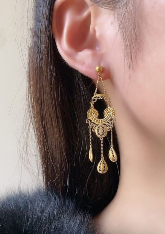 Fashion Gold Overgild Tassel Drop Earrings