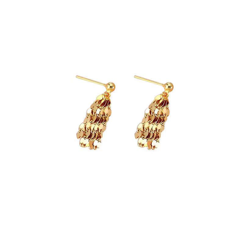 Fashion Gold Sterling Silver Overgild Tassel Drop Earrings