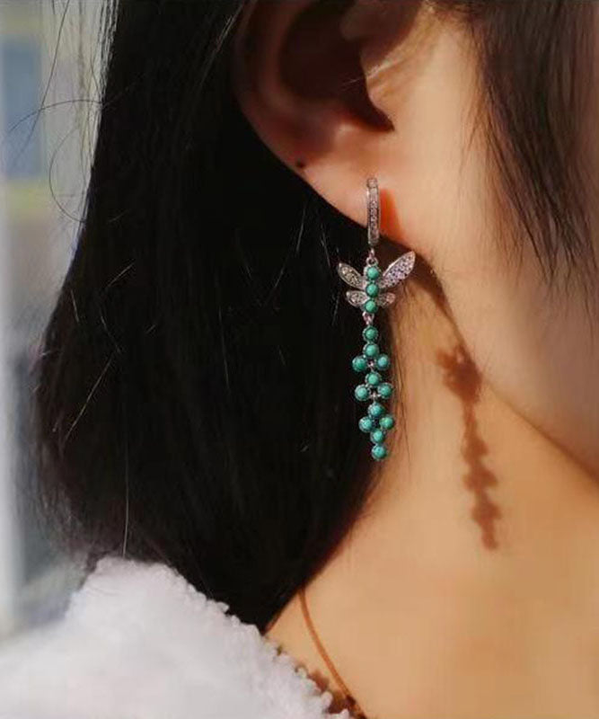 Fashion Green Silver Turquoise Silver Turquoise Drop Earrings