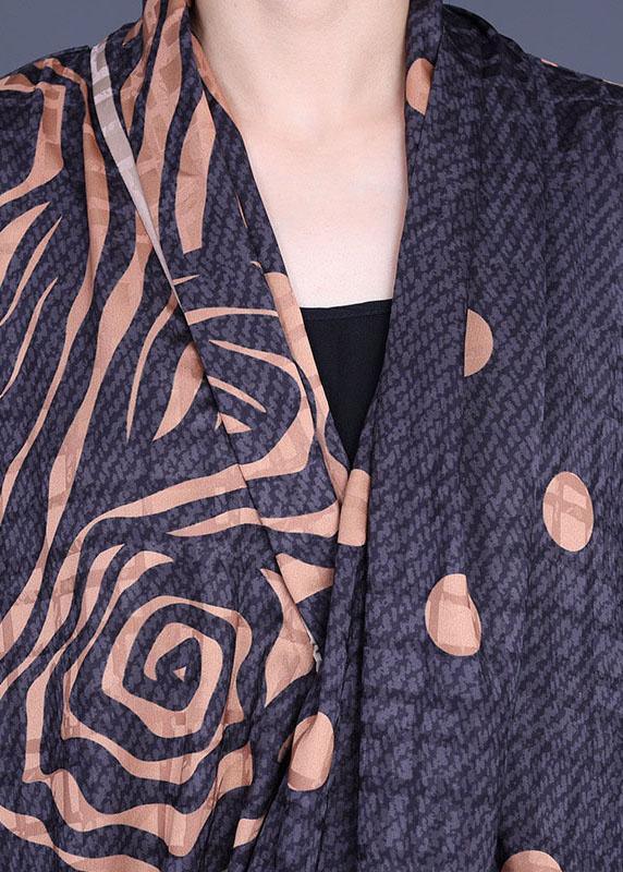 Fashion Khaki Print asymmetrical design Silk Dresses Summer - Omychic