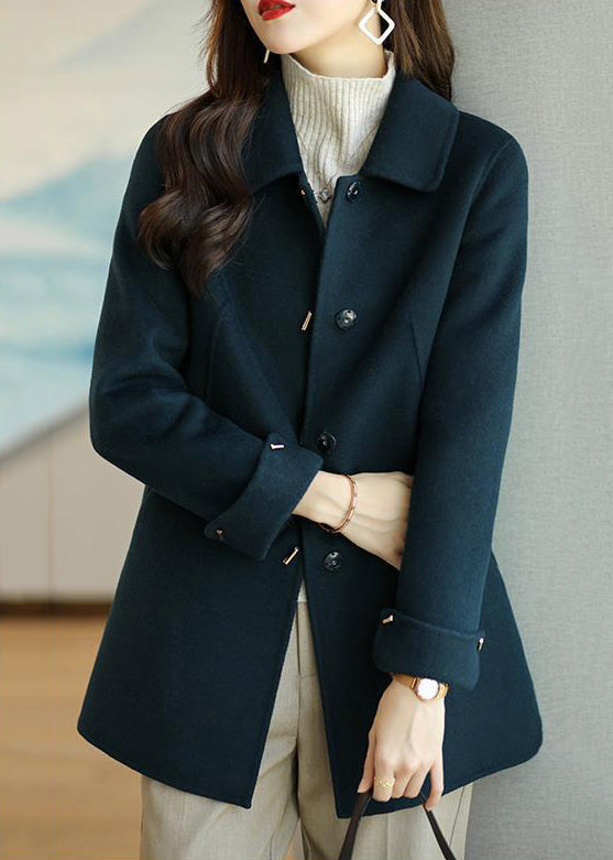 Fashion Navy Peter Pan Collar Slim Fit Woolen Trench Fall