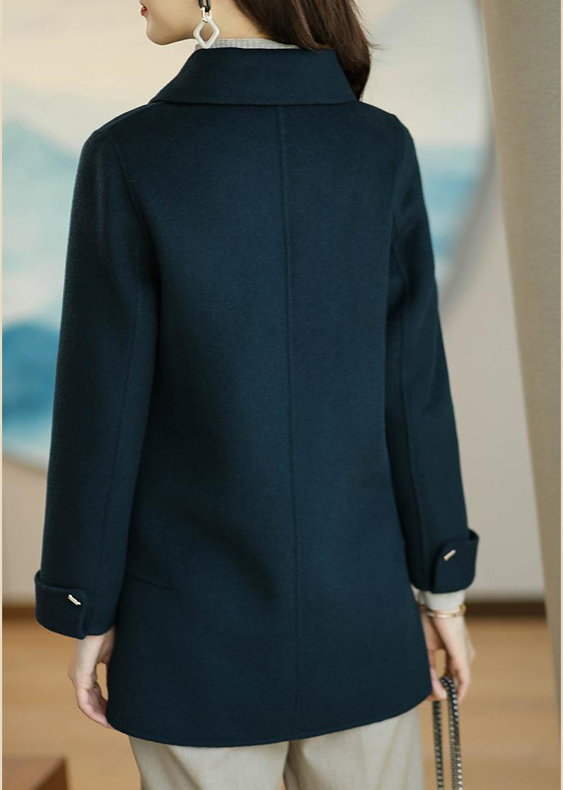 Fashion Navy Peter Pan Collar Slim Fit Woolen Trench Fall