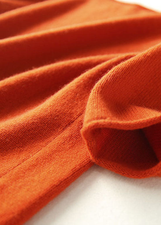 Fashion Orange O Neck Patchwork Cashmere Sweaters Half Sleeve