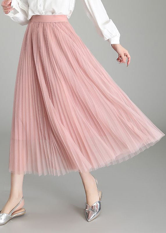 Fashion Pink Wrinkled Patchwork Exra Large Hem Tulle Skirts Spring