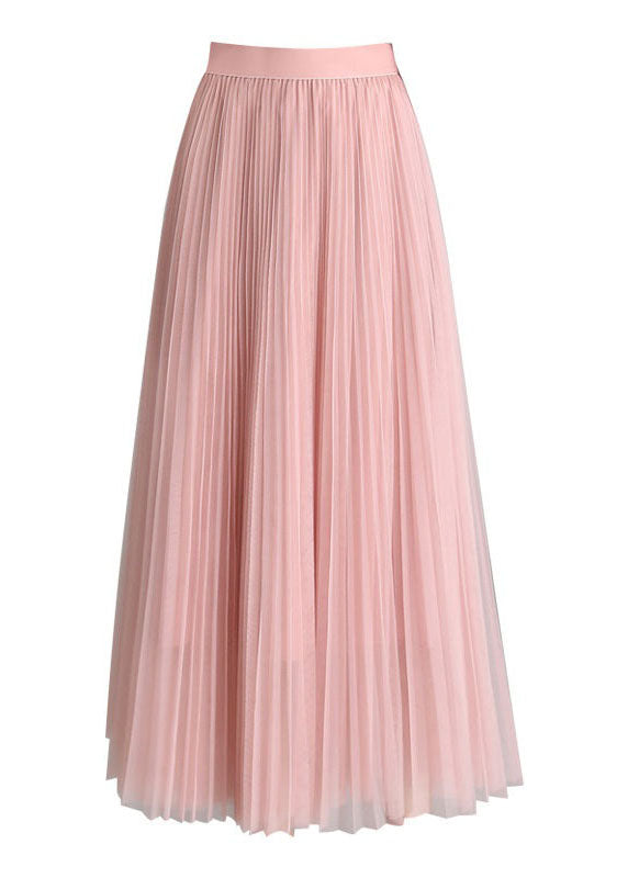 Fashion Pink Wrinkled Patchwork Exra Large Hem Tulle Skirts Spring