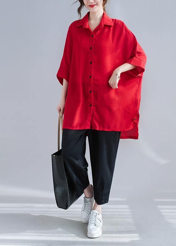Fashion Red Asymmetrical Coat - Omychic