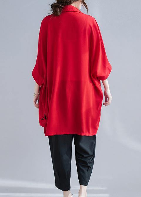 Fashion Red Asymmetrical Coat - Omychic