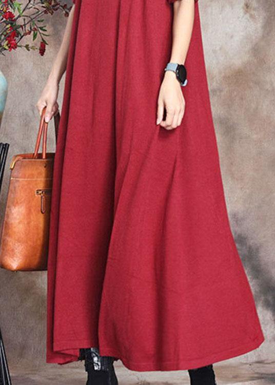 Fashion Red retro Knit slim fit Fall Long Sweater Dress - Omychic