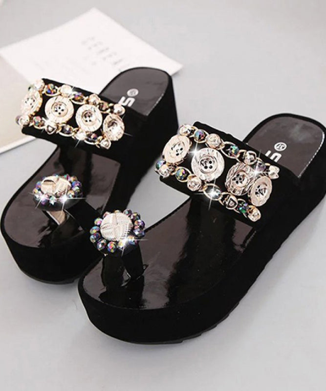 Fashion White Diamond Peep Toe Platform Slide Sandals
