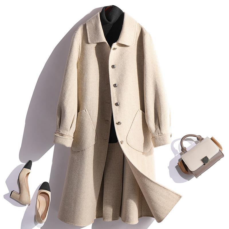 Fashion beige  wool coat for woman oversized winter coat fall jackets Peter pan Collar - Omychic
