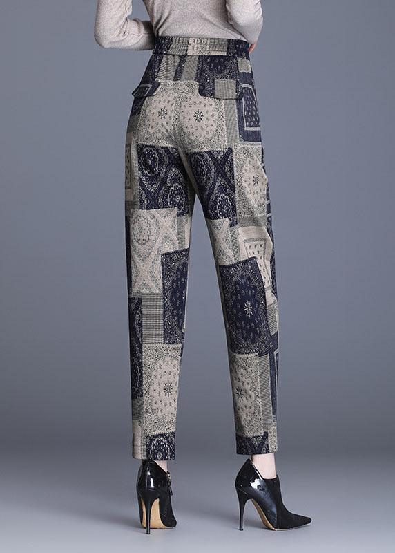 Fashion fashion Print Pockets Straight Fall Pants - Omychic