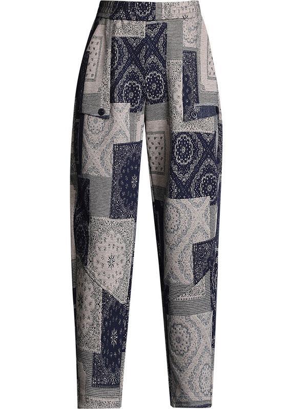 Fashion fashion Print Pockets Straight Fall Pants - Omychic