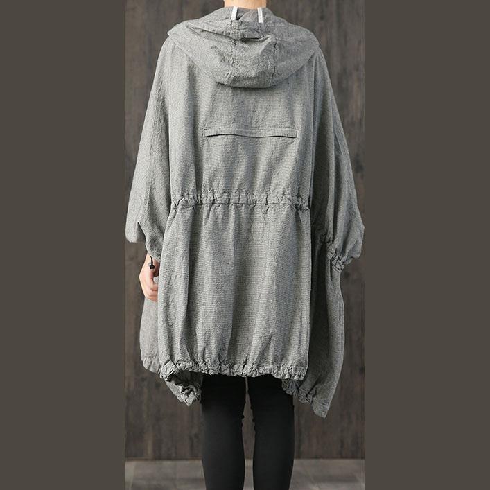Fashion plaid coat trendy plus size maxi coat fall coat hooded - Omychic