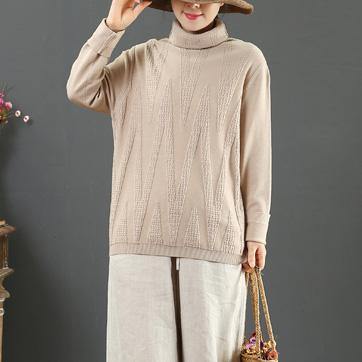 Fashion whiter clothes For Women wild fall fashion high neck knitted blouse - Omychic
