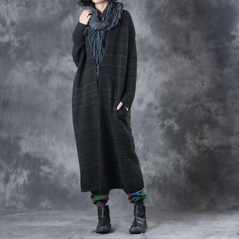 Fashion army green sweater long coat casual cardigans top quality v neck maxi knit coat - Omychic