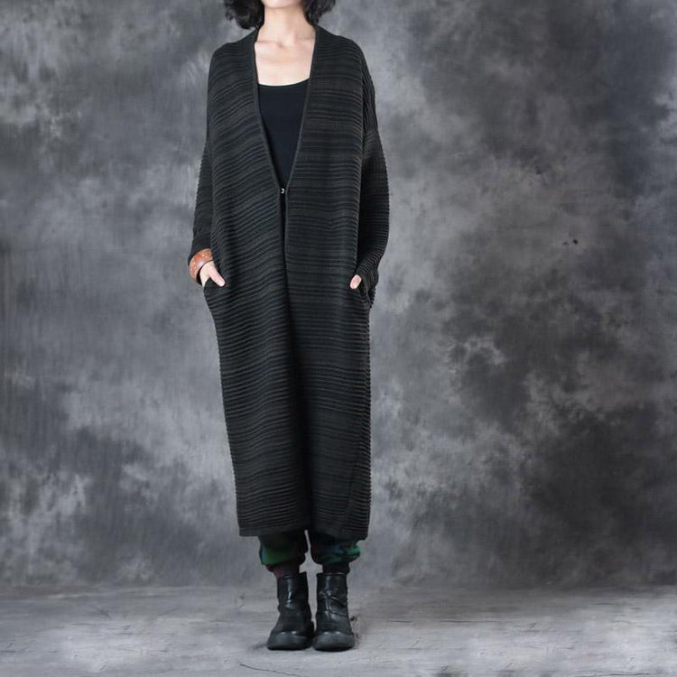 Fashion army green sweater long coat casual cardigans top quality v neck maxi knit coat - Omychic