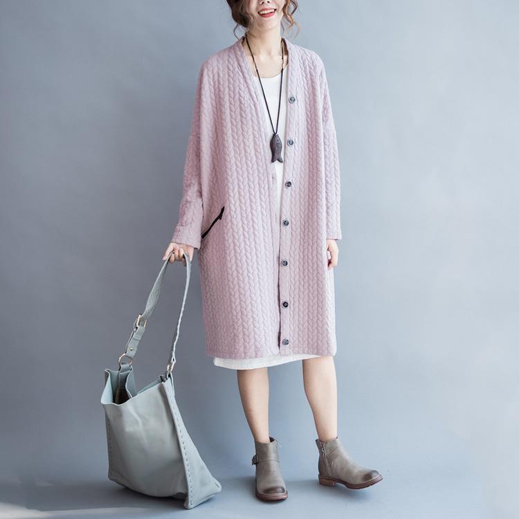 Fashion pink leaves long cotton jackets plus size clothing trench coat women spring coats - Omychic