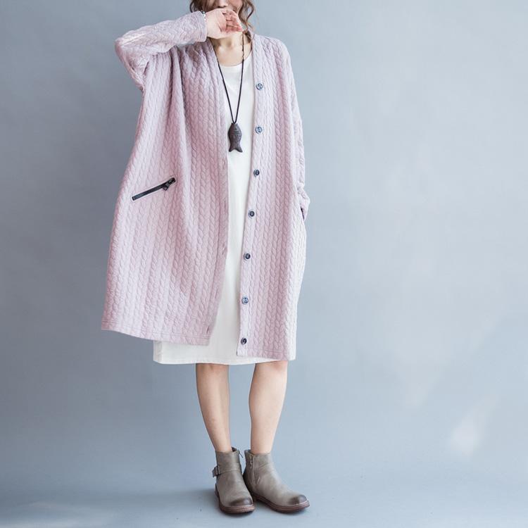 Fashion pink leaves long cotton jackets plus size clothing trench coat women spring coats - Omychic