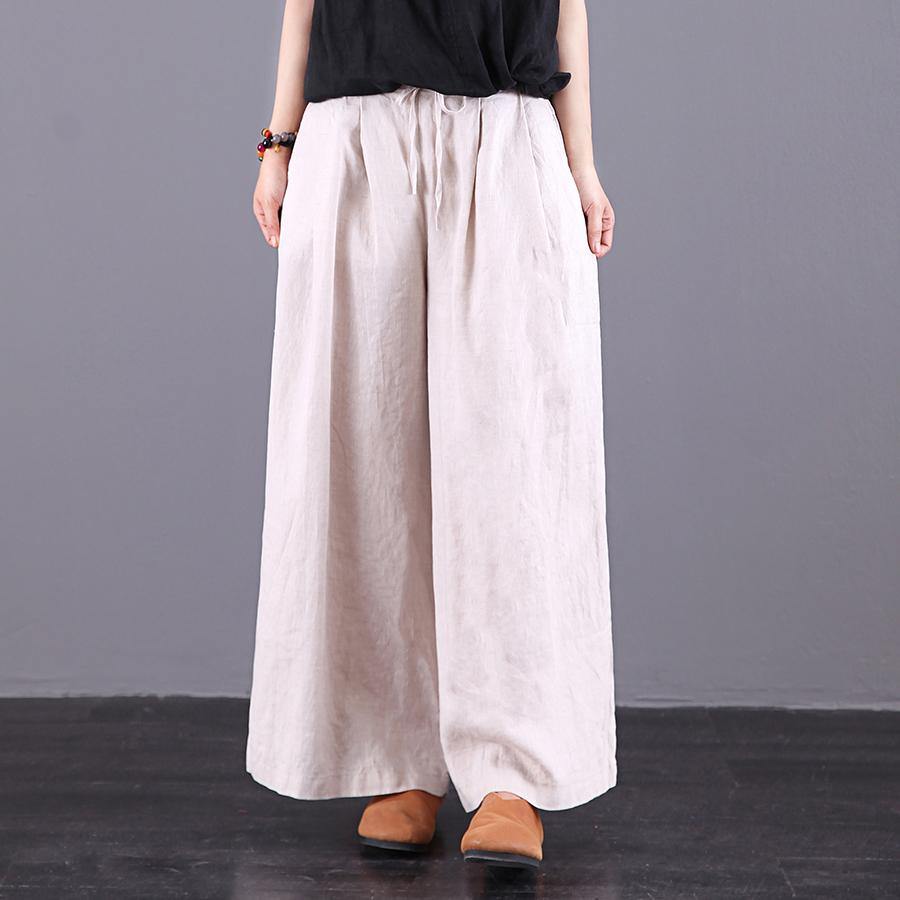 Female beige summer new casual loose large size wide leg pants - Omychic
