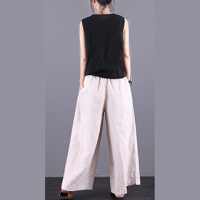 Female beige summer new casual loose large size wide leg pants - Omychic