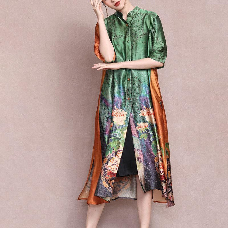 Female Literary Floral Printed Midi Dress - Omychic