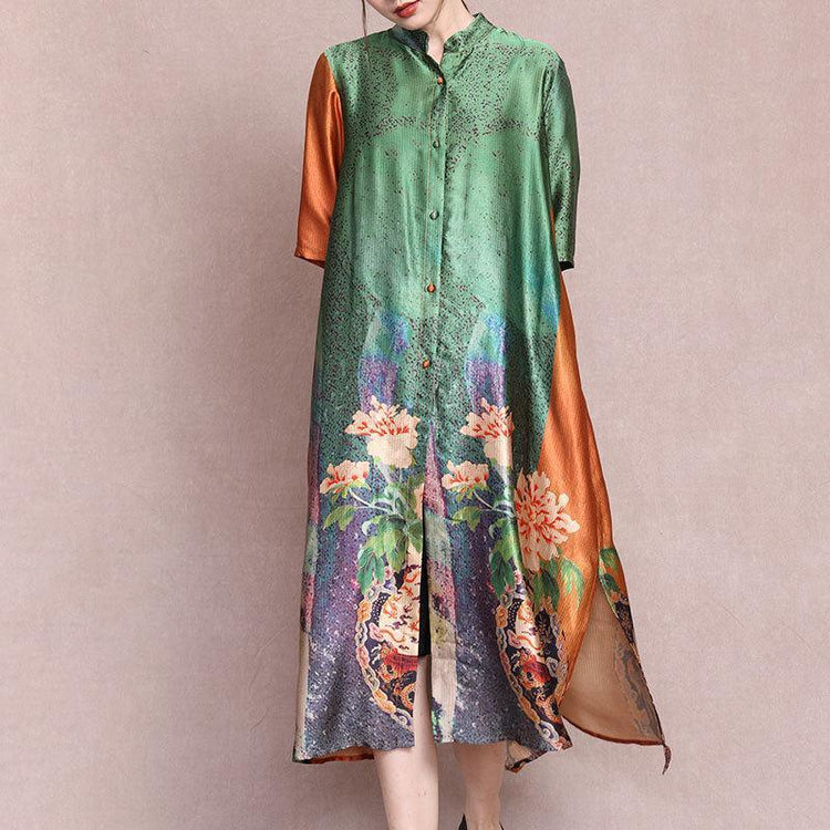 Female Literary Floral Printed Midi Dress - Omychic