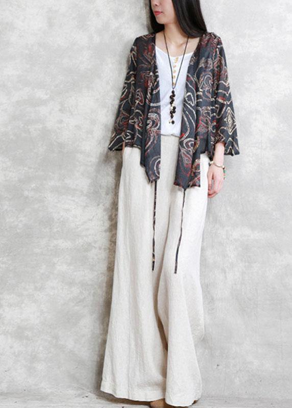 Fine Black Print Asymmetrical Design Fall Blouses Three Quarter Sleeve - Omychic