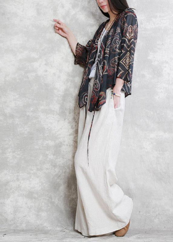 Fine Black Print Asymmetrical Design Fall Blouses Three Quarter Sleeve - Omychic