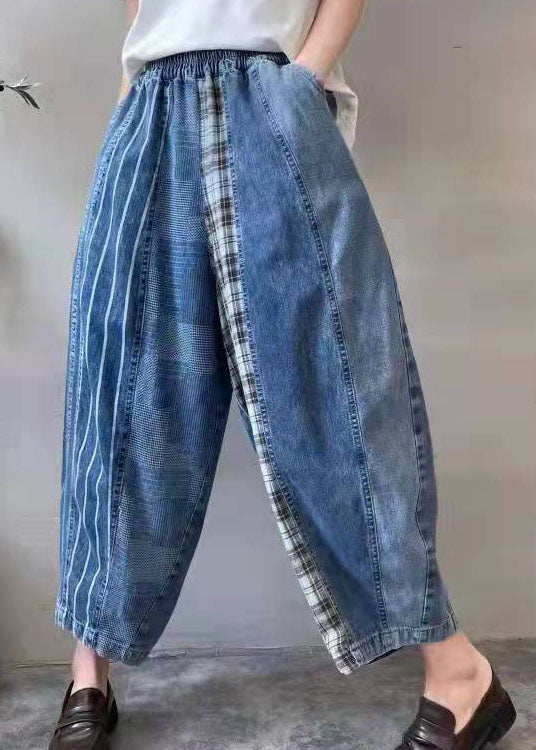 Fine Blue Patchwork fashion denim Pants Spring