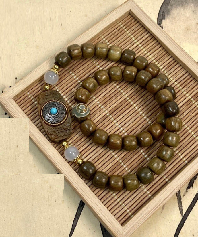 Fine Brown Turquoise Sandawood Chain Bracelet