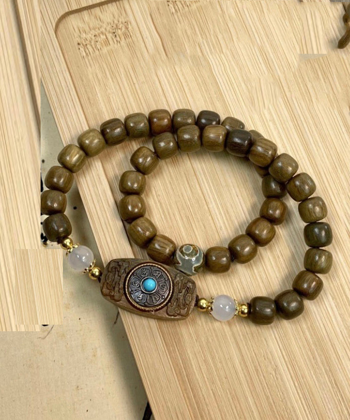 Fine Brown Turquoise Sandawood Chain Bracelet