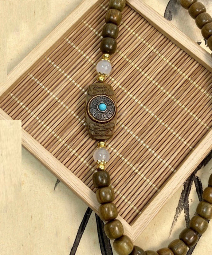 Fine Brown Turquoise Sandawood Chain Bracelet