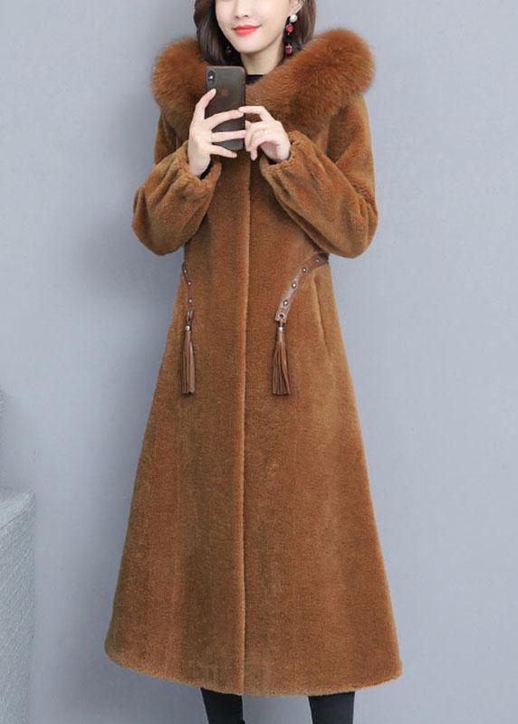 Fine Caramel Pockets Button Thick Winter Long sleeve Coats - Omychic