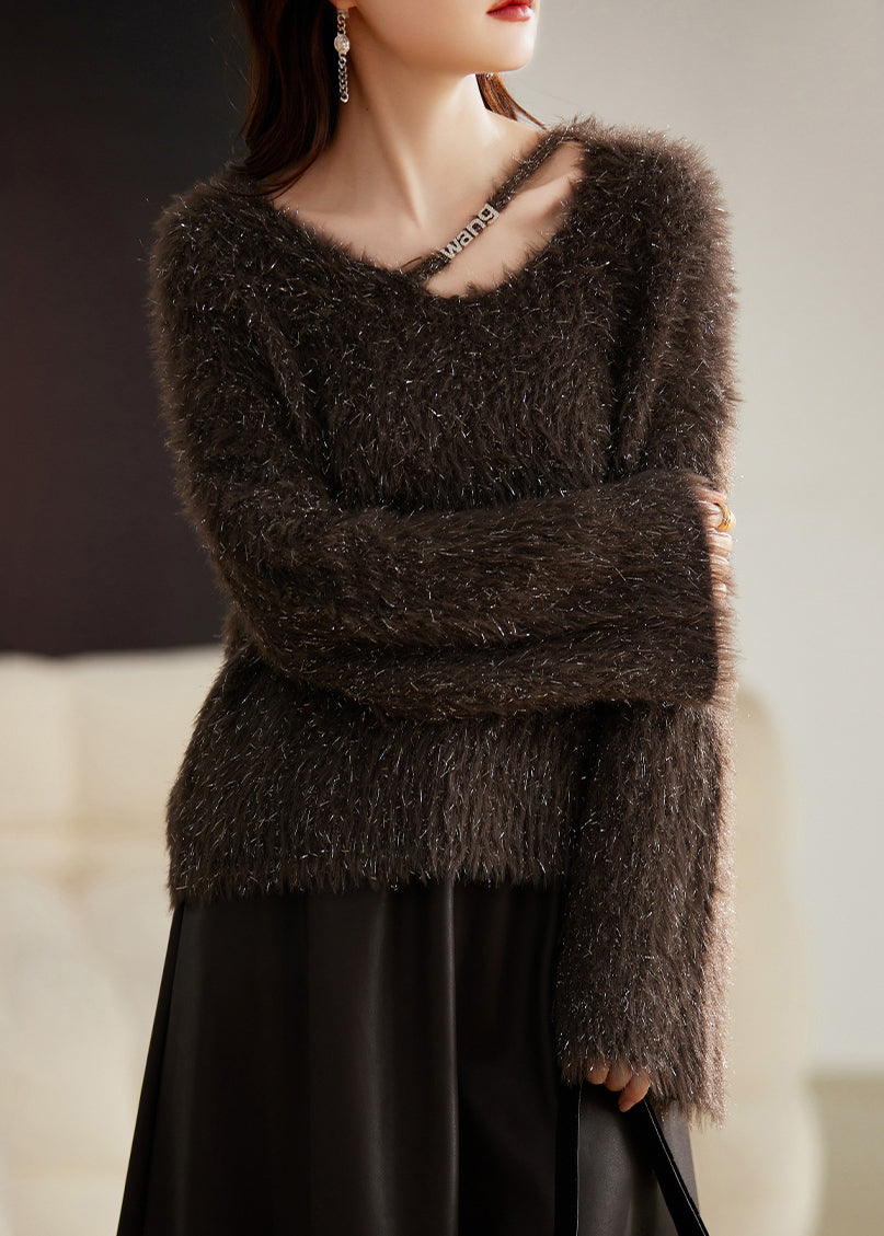 Fine Chocolate Thick Cozy Knit Sweater Tops Winter