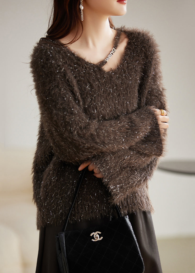 Fine Chocolate Thick Cozy Knit Sweater Tops Winter