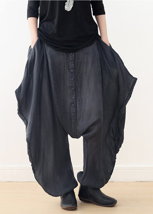 Fine Dark Grey Oversized Tie Dye Cotton Harem Pants Fall