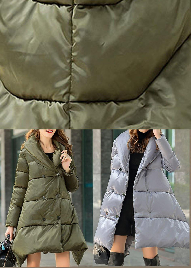 Fine Green Peter Pan Collar double breast Cloak Winter Duck Down Down Coat - Omychic