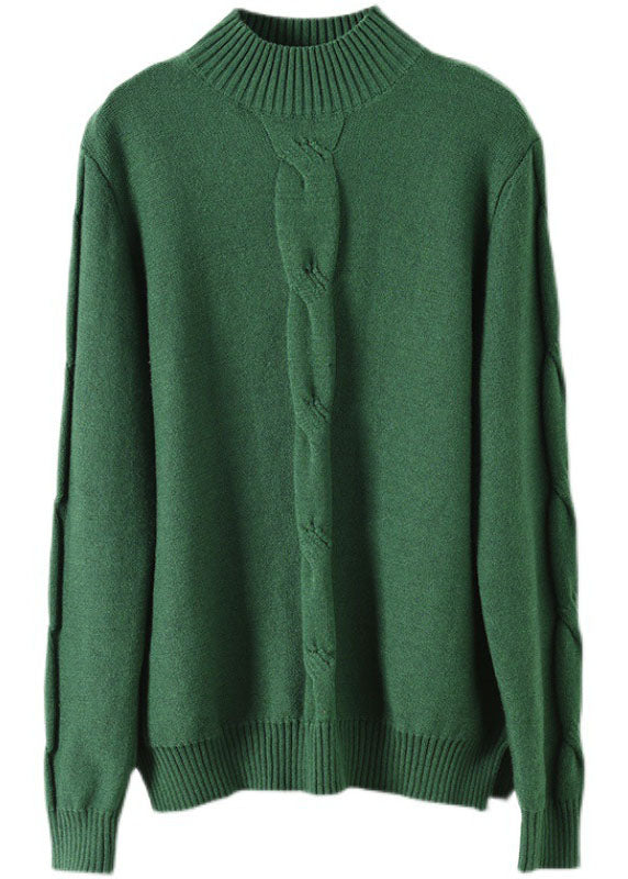 Fine Green Turtle Neck Loose Knit Sweater Tops Winter