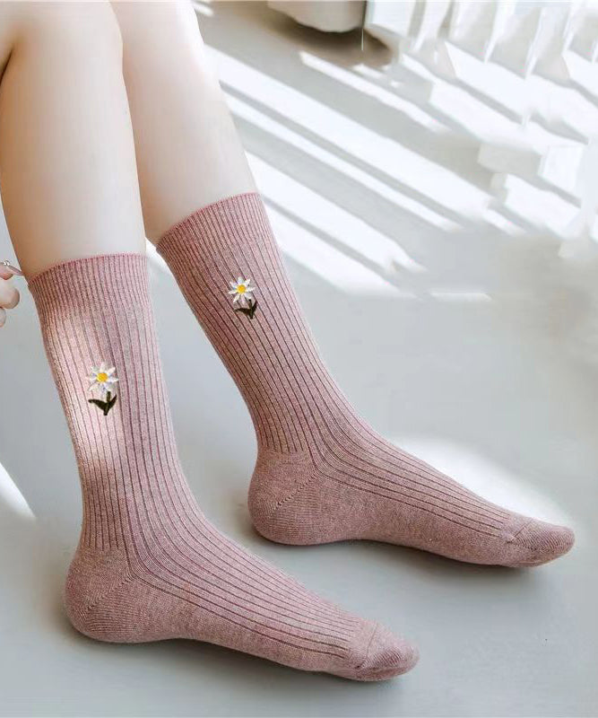 Fine Jacquard Comfy Cotton Mid Calf Socks