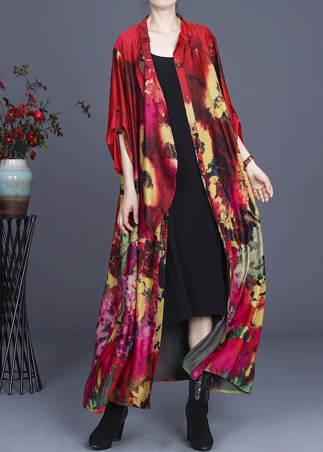 Fine Red Print asymmetrical design Long Summer Spring Dress - Omychic
