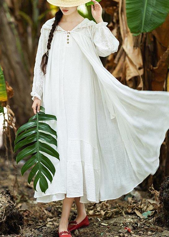 Fine White Oriental Long sleeve Hoodies Outwear SpringLinen - Omychic