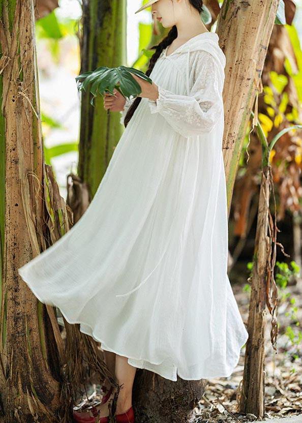 Fine White Oriental Long sleeve Hoodies Outwear SpringLinen - Omychic