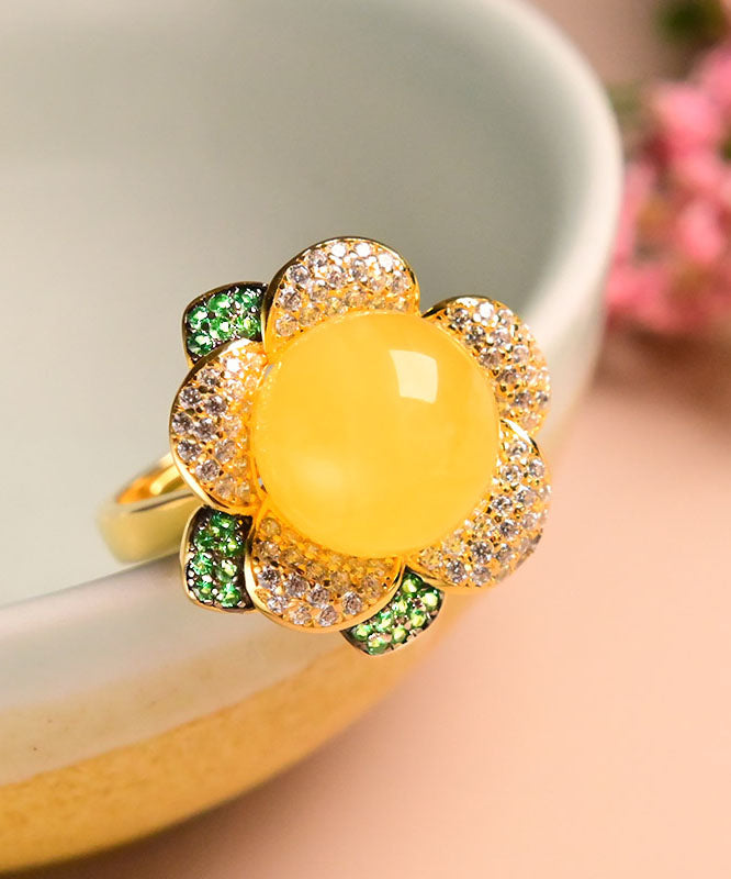 Fine Yellow Sterling Silver Beeswax Zircon Rings