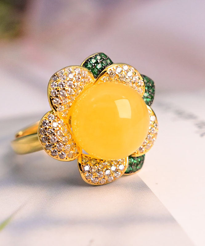 Fine Yellow Sterling Silver Beeswax Zircon Rings