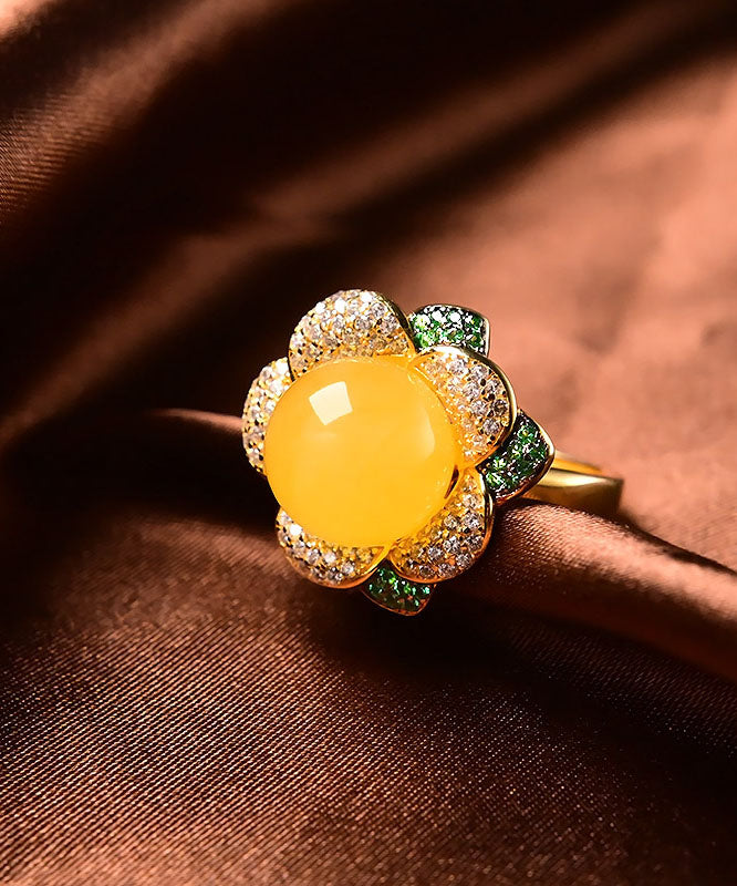 Fine Yellow Sterling Silver Beeswax Zircon Rings