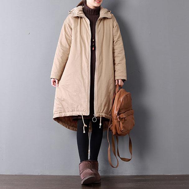 Fine brown for women plus size hooded warm winter coat top quality pockets drawstring winter coats - Omychic