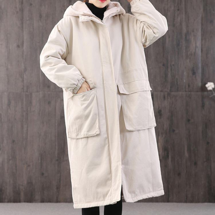 Fine casual winter jacket overcoat white hooded thick Parkas - Omychic