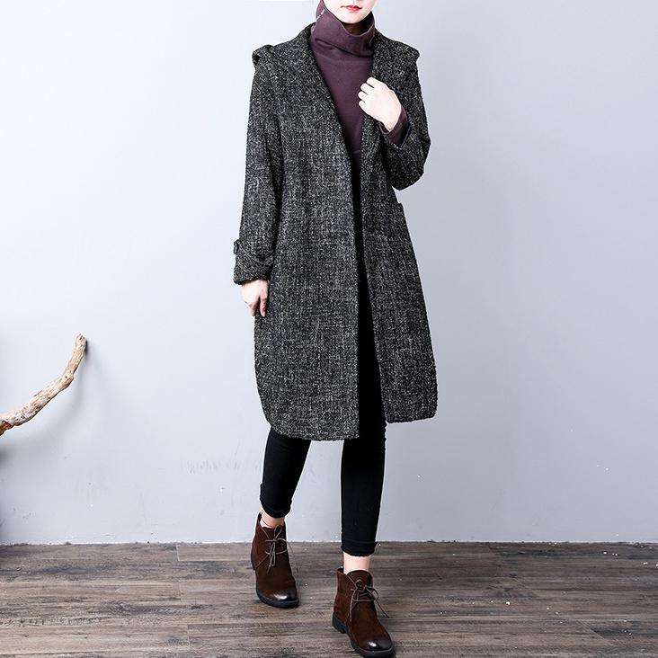 Fine gray Woolen Coat Women casual Winter hooded ButtonYZ-2018111435 - Omychic